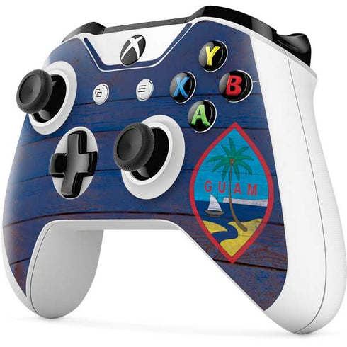 Guam Flag Dark Wood Xbox One S All-Digital Edition Bundle Skin