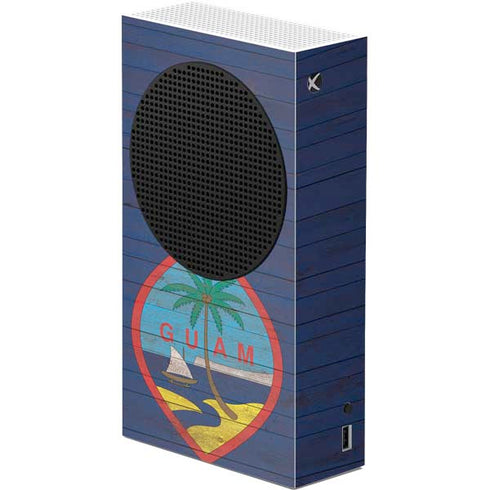 Guam Flag Dark Wood Xbox Series S Console Skin