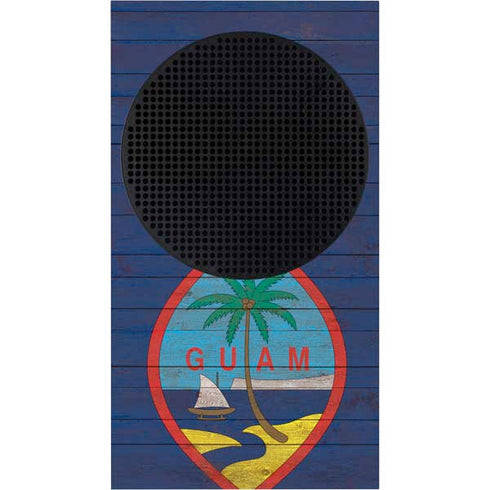 Guam Flag Dark Wood Xbox Series S Console Skin