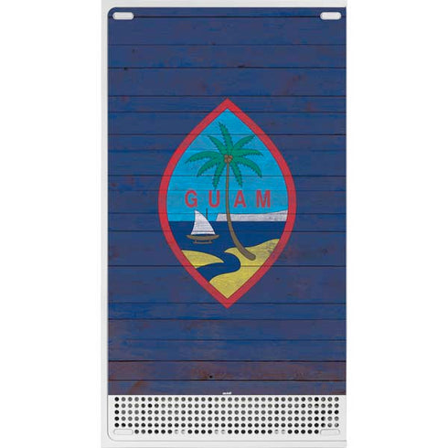 Guam Flag Dark Wood Xbox Series S Console Skin