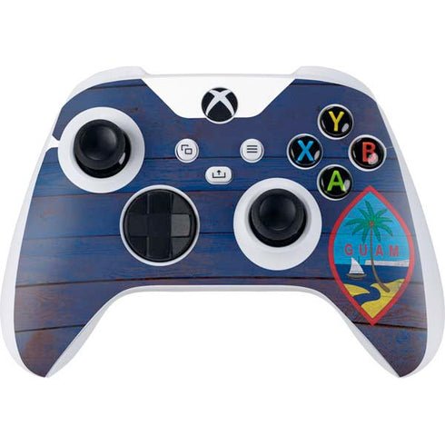 Guam Flag Dark Wood Xbox Series S Controller Skin