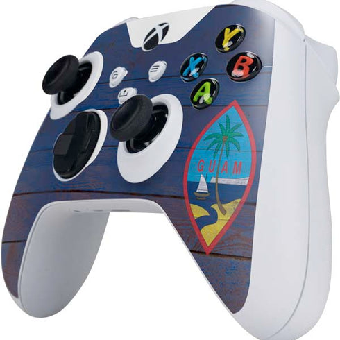 Guam Flag Dark Wood Xbox Series S Controller Skin