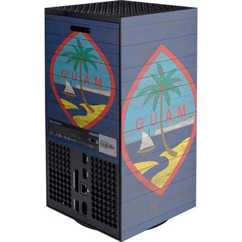 Guam Flag Dark Wood Xbox Series X Console Skin
