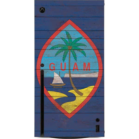 Guam Flag Dark Wood Xbox Series X Console Skin