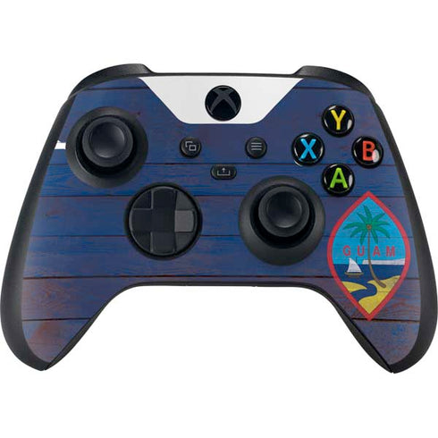 Guam Flag Dark Wood Xbox Series X Controller Skin