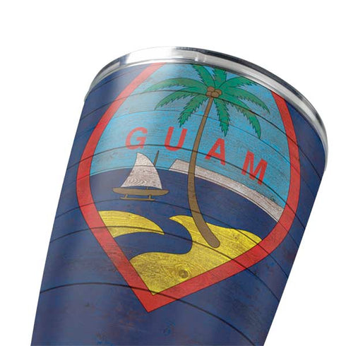Guam Flag Dark Wood Yeti 20oz Tumbler Skin