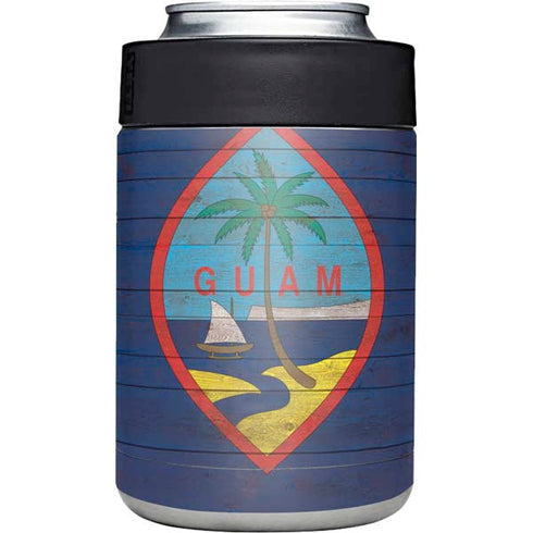 Guam Flag Dark Wood Yeti Colster Can Insulator Skin