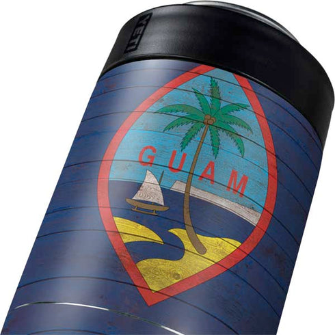 Guam Flag Dark Wood Yeti Colster Can Insulator Skin