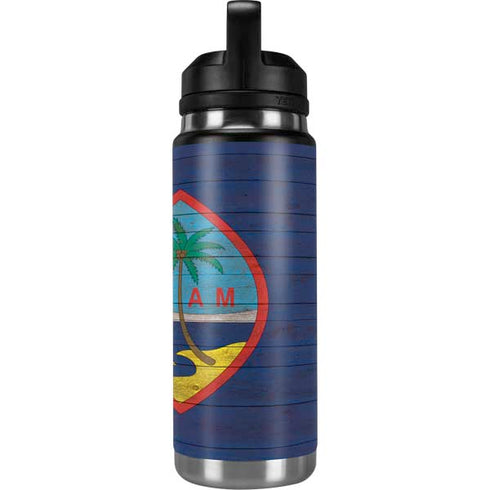 Guam Flag Dark Wood YETI Rambler 26oz Bottle Skin