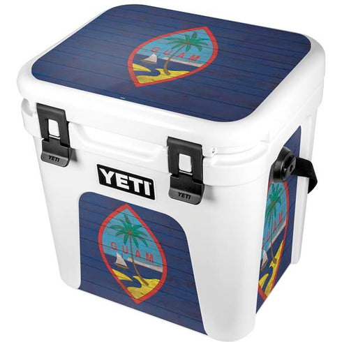 Guam Flag Dark Wood YETI Roadie 24 Hard Cooler Skin