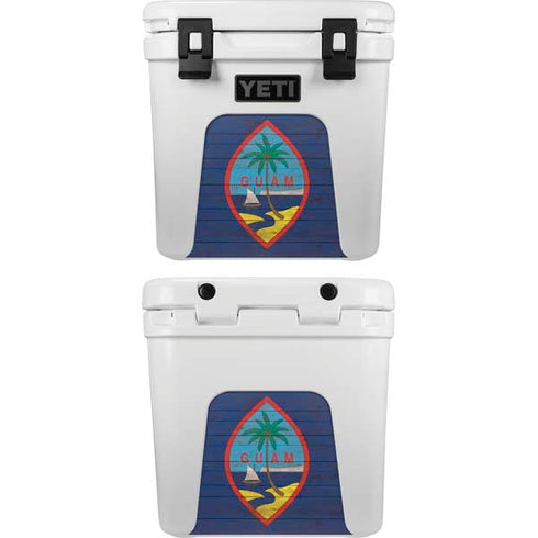 Guam Flag Dark Wood YETI Roadie 24 Hard Cooler Skin