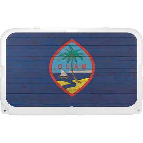 Guam Flag Dark Wood YETI Tundra 45 Hard Cooler Skin
