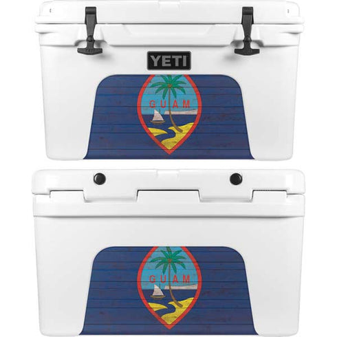 Guam Flag Dark Wood YETI Tundra 45 Hard Cooler Skin