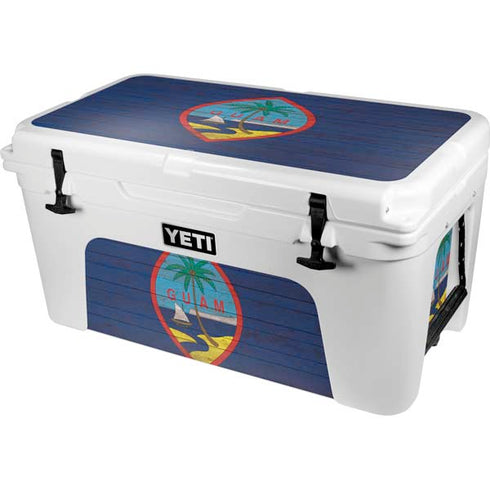 Guam Flag Dark Wood YETI Tundra 65 Hard Cooler Skin