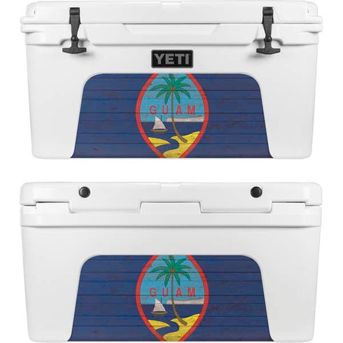 Guam Flag Dark Wood YETI Tundra 65 Hard Cooler Skin