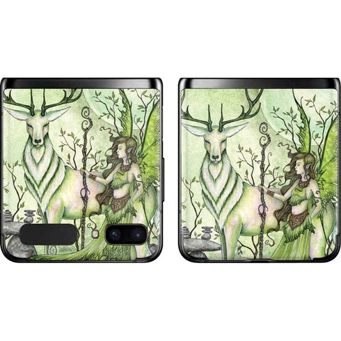 Amy Brown Guardian Fairy and Stag Galaxy Z Flip Skin