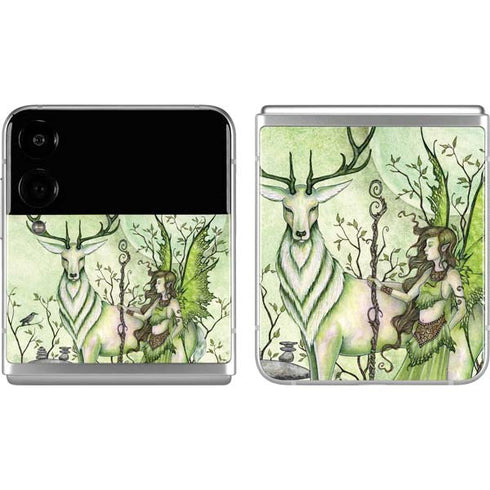 Amy Brown Guardian Fairy and Stag Galaxy Z Flip4 5G Skin