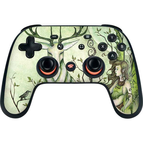 Amy Brown Guardian Fairy and Stag Google Stadia Controller Skin