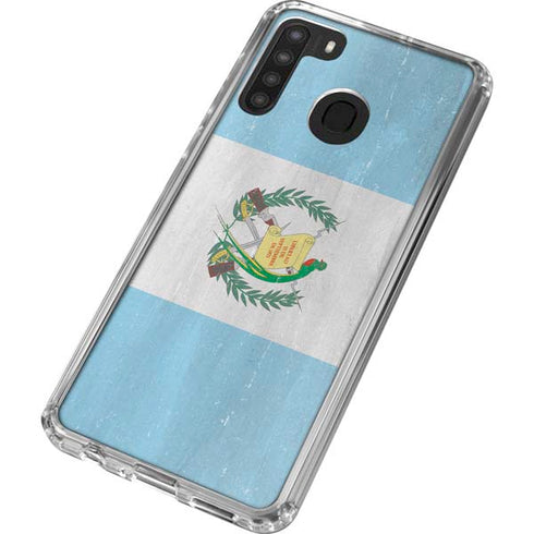 Guatemala Flag Distressed Galaxy A21 Clear Case