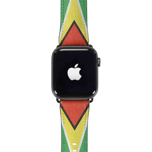 Guyana Flag Distressed Apple Watch Band 42-44mm