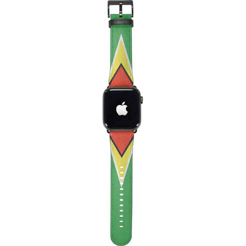 Guyana Flag Distressed Apple Watch Band 42-44mm
