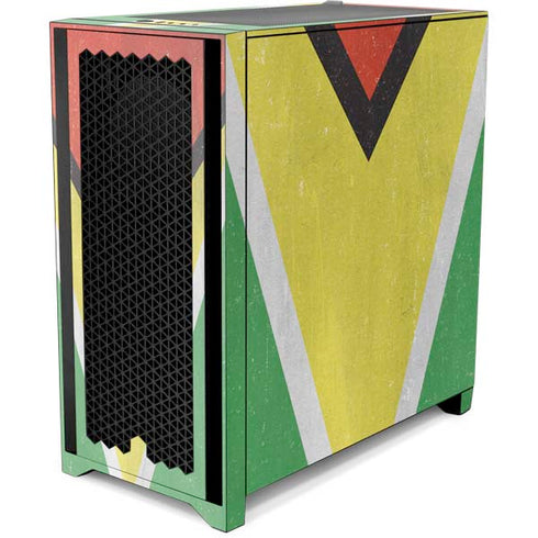 Guyana Flag Distressed Corsair 4000D Tempered Glass Mid-Tower ATX Case Skin