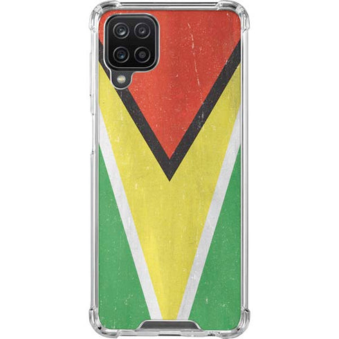 Guyana Flag Distressed Galaxy A12 Clear Case