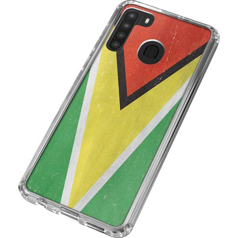 Guyana Flag Distressed Galaxy A21 Clear Case