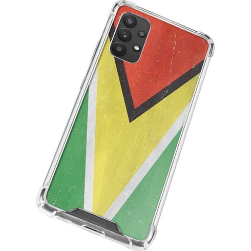Guyana Flag Distressed Galaxy A32 5G Clear Case