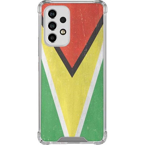 Guyana Flag Distressed Galaxy A53 5G Clear Case