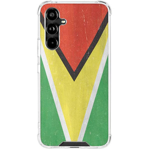 Guyana Flag Distressed Galaxy A54 5G Clear Case