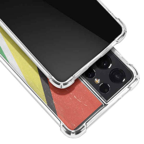 Guyana Flag Distressed Galaxy S21 Ultra 5G Clear Case