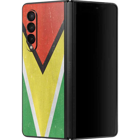 Guyana Flag Distressed Galaxy Z Fold3 5G Skin