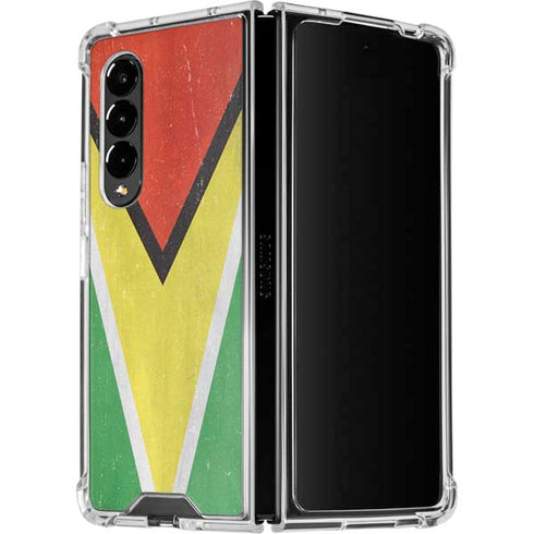 Guyana Flag Distressed Galaxy Z Fold4 5G Clear Case