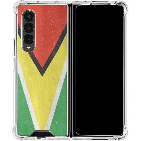 Guyana Flag Distressed Galaxy Z Fold4 5G Clear Case