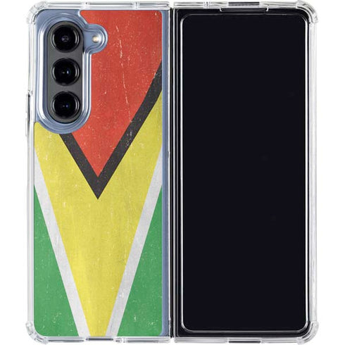 Guyana Flag Distressed Galaxy Z Fold5 5G Clear Case