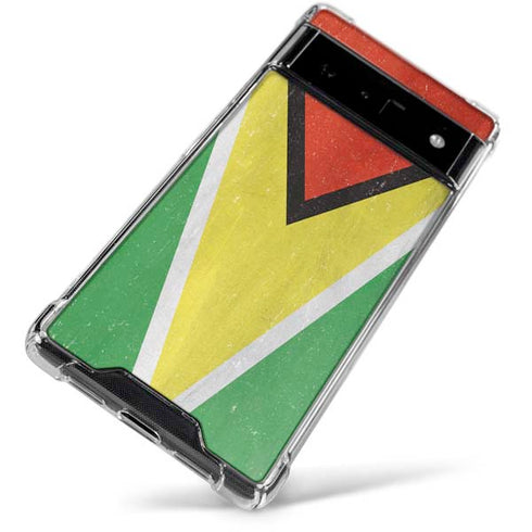 Guyana Flag Distressed Google Pixel 6 Clear Case