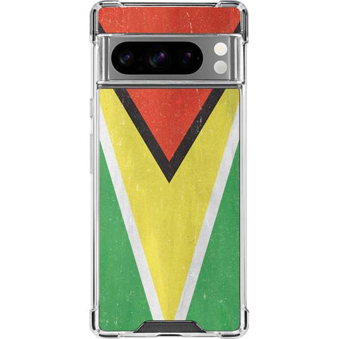 Guyana Flag Distressed Google Pixel 8 Pro Clear Case