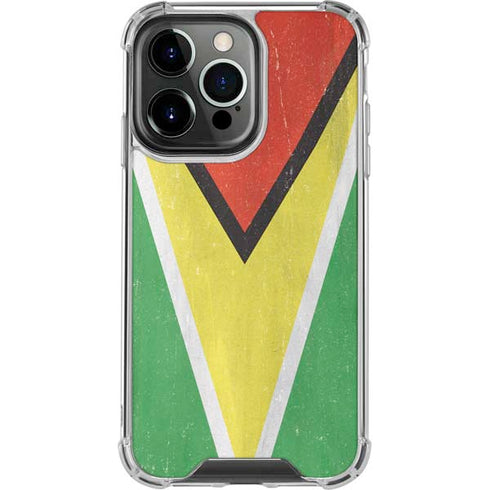 Guyana Flag Distressed iPhone 14 Pro Clear Case