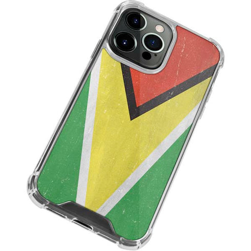 Guyana Flag Distressed iPhone 14 Pro Clear Case