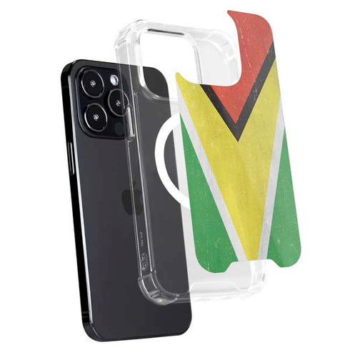 Guyana Flag Distressed iPhone 15 Pro MagSafe Case