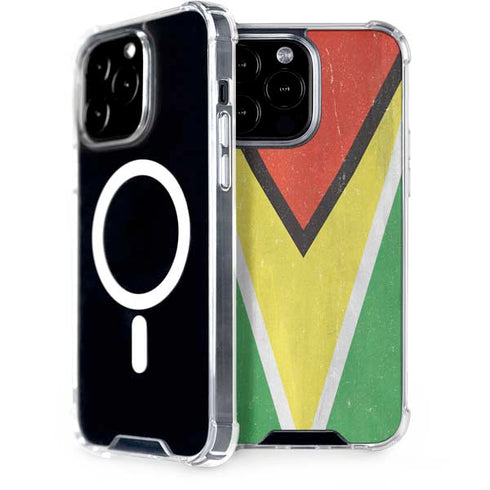 Guyana Flag Distressed iPhone 15 Pro Max MagSafe Case