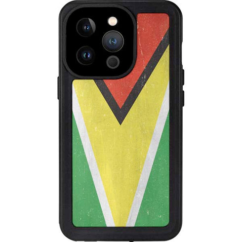 Guyana Flag Distressed iPhone 14 Pro Waterproof Case