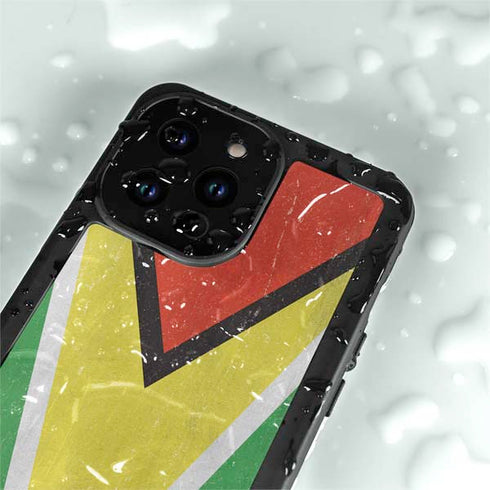 Guyana Flag Distressed iPhone 14 Pro Waterproof Case