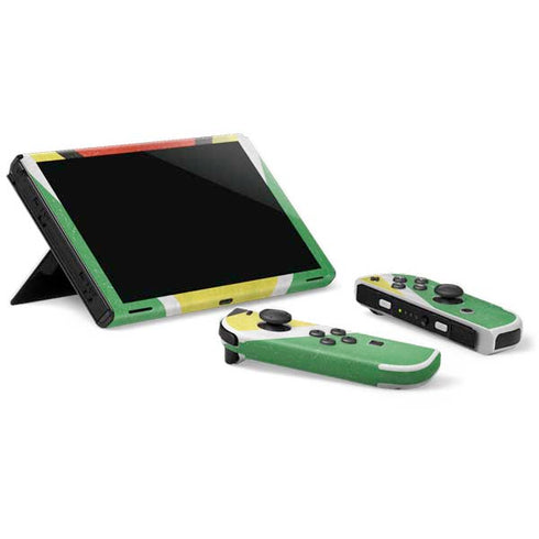 Guyana Flag Distressed Nintendo Switch OLED (2021) Skin