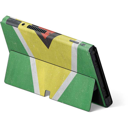 Guyana Flag Distressed Nintendo Switch OLED (2021) Skin