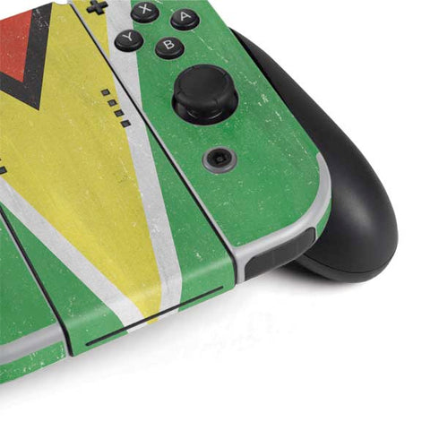 Guyana Flag Distressed Nintendo Switch OLED (2021) Skin