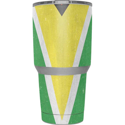 Guyana Flag Distressed Yeti 30oz Rambler Tumbler Skin