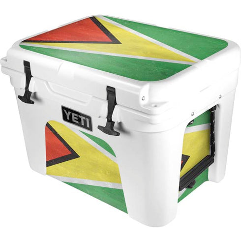 Guyana Flag Distressed YETI Tundra 35 Hard Cooler Skin