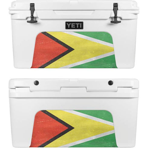 Guyana Flag Distressed YETI Tundra 65 Hard Cooler Skin
